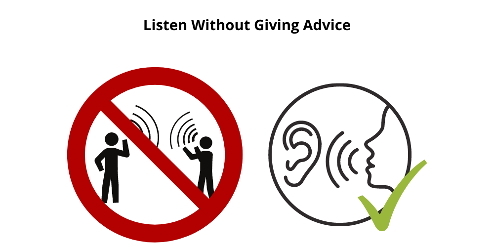 Listen without giving advice to help a caregiver