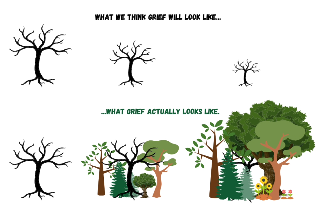 Tonkin's Model of Grief Forest Visual for Widow Brain